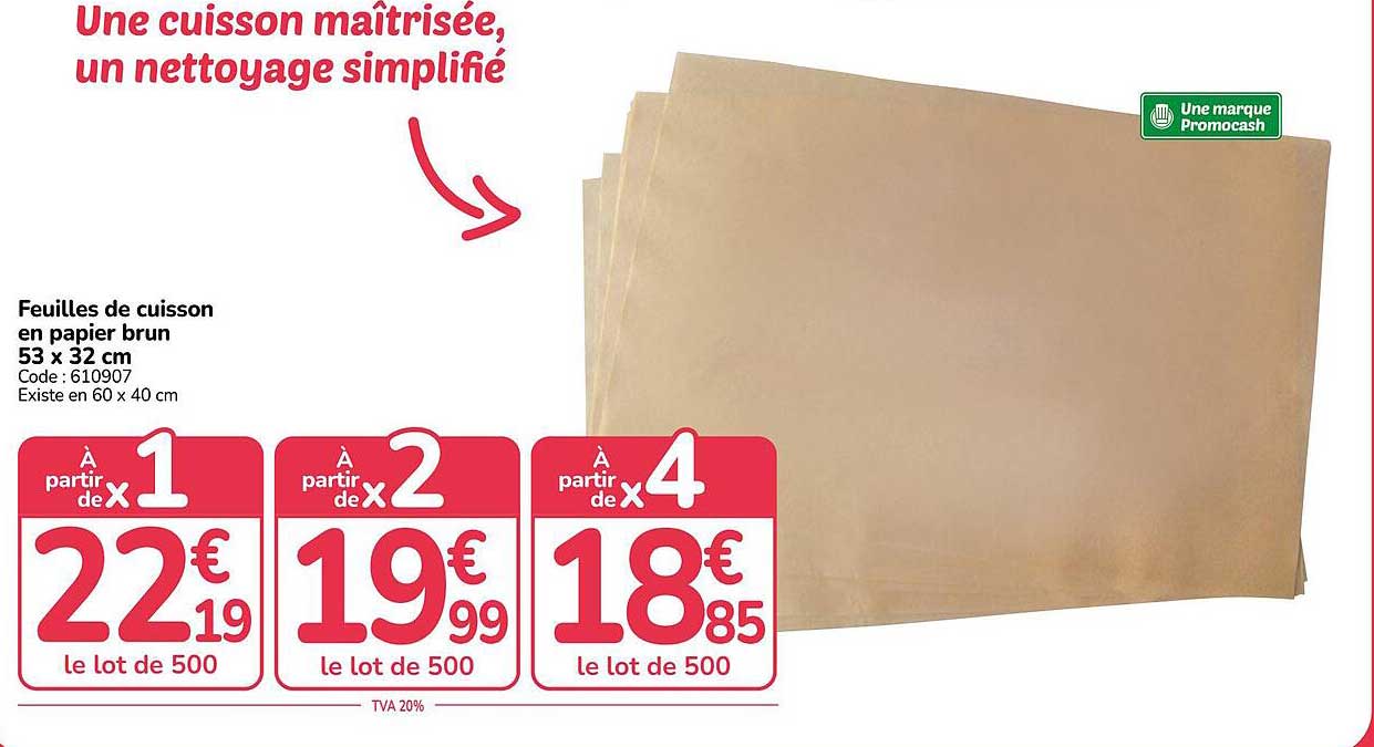 Feuilles de cuisson en papier brun 53 x 32 cm