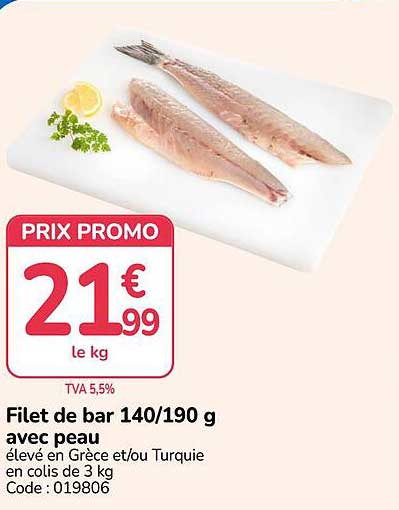 Filet de bar 140/190 g avec peau
