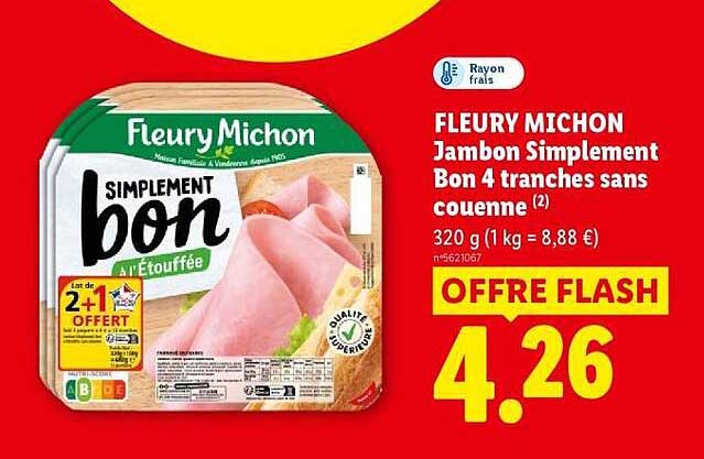 FLEURY MICHON Jambon Simplement Bon 4 tranches sans couenne (2)