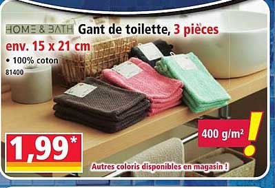 Gant de toilette, 3 pièces
