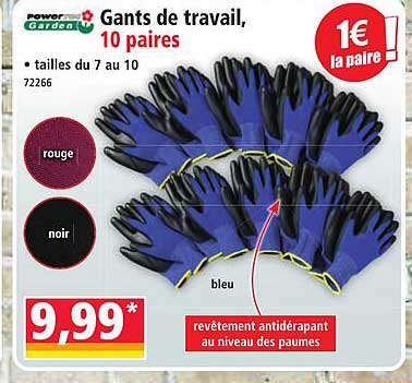 Gants de travail, 10 paires