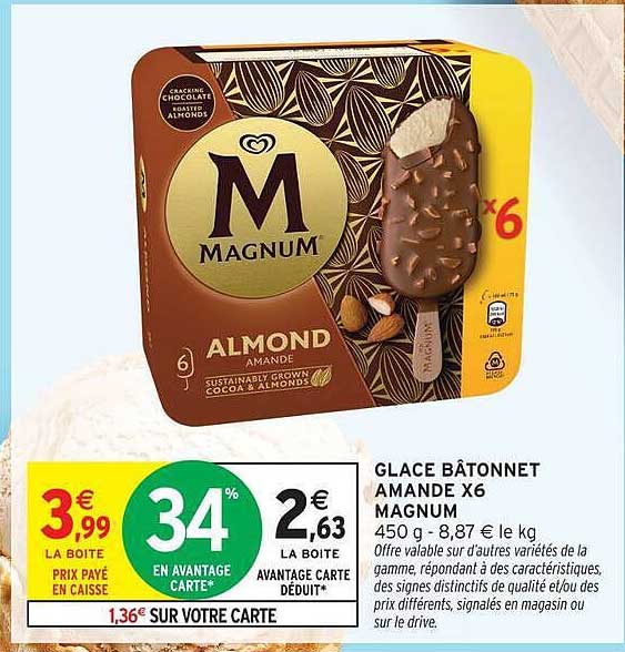 GLACE BÂTONNET AMANDE X6 MAGNUM