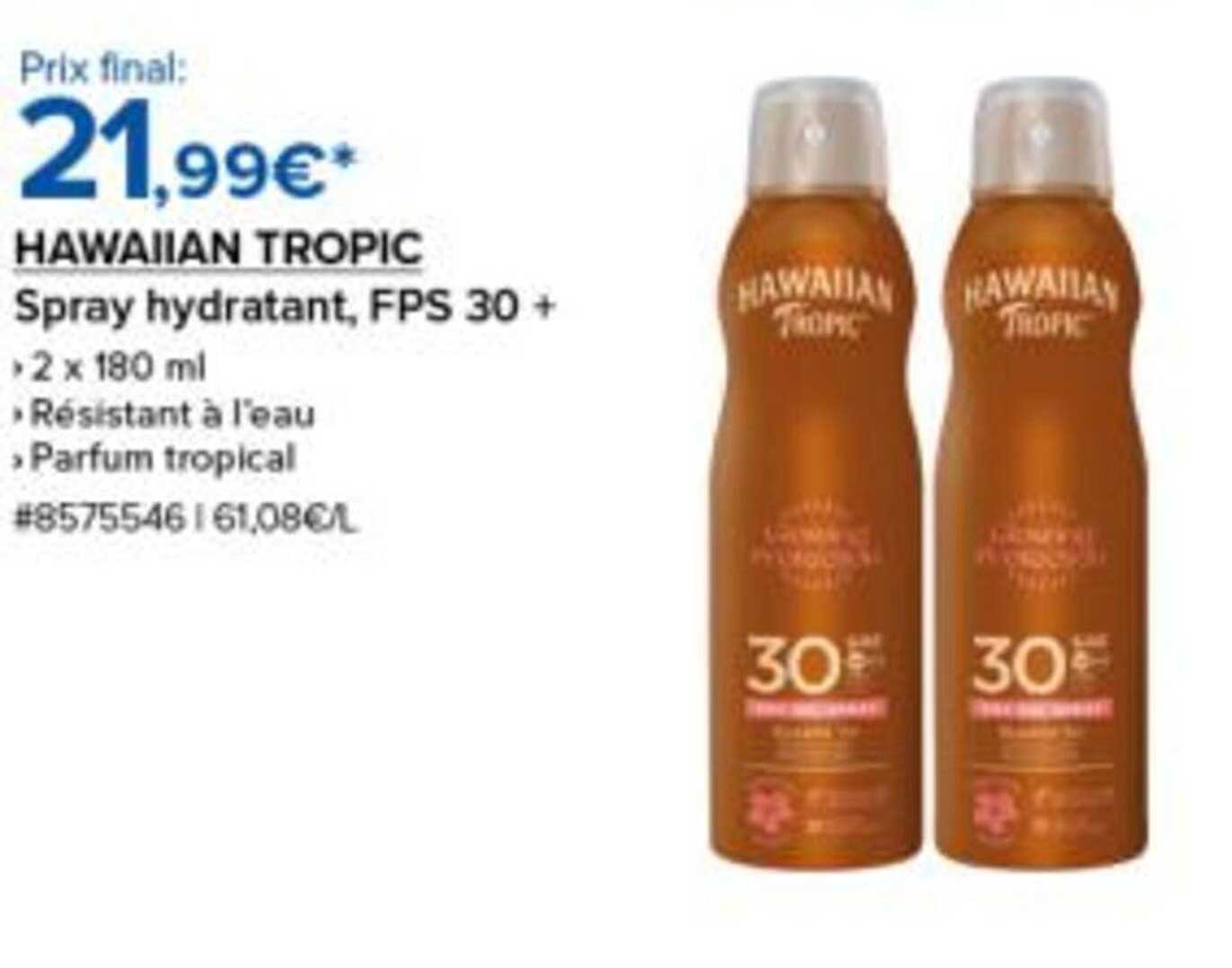 HAWAIIAN TROPIC Spray hydratant, FPS 30 +