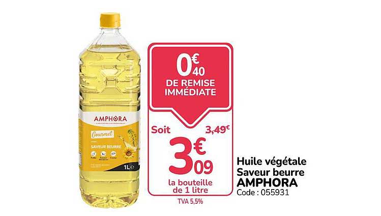 Huile végétale Saveur beurre AMPHORA