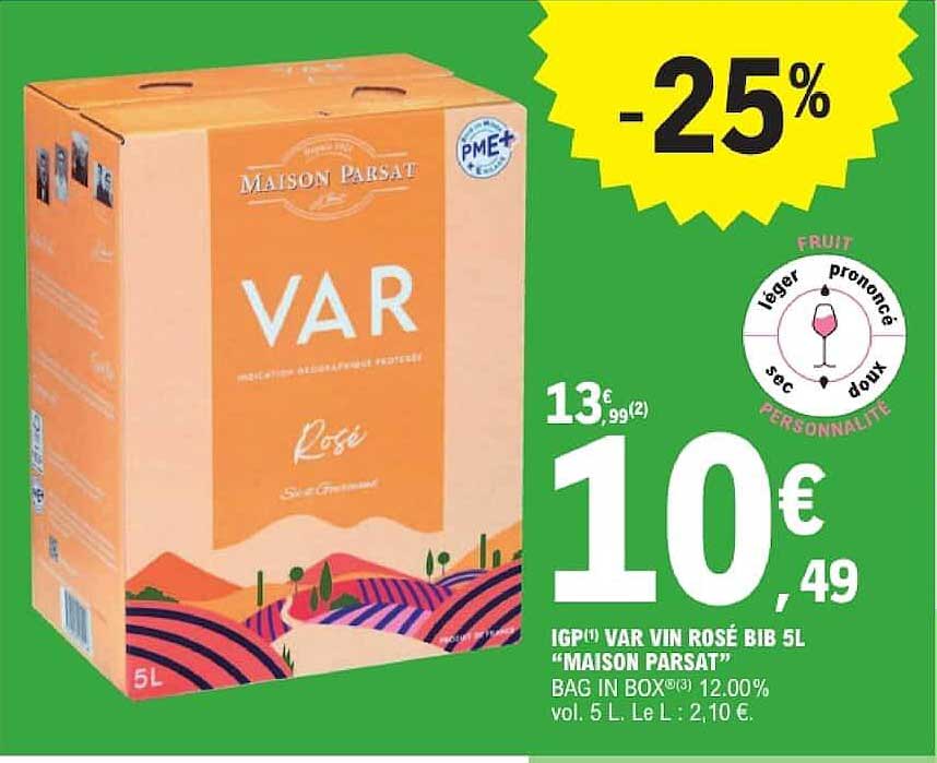 IGP VAR VIN ROSÉ BIB 5L “MAISON PARSAT”
