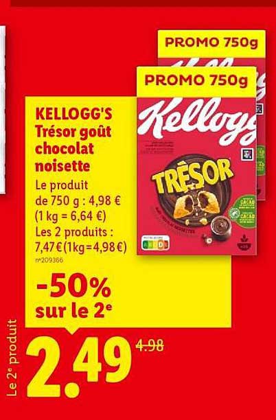 KELLOGG'S Trésor goût chocolat noisette