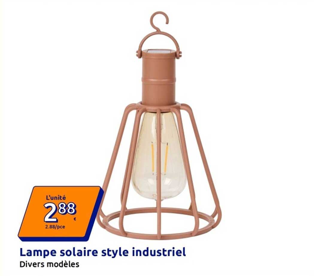 Lampe solaire style industriel