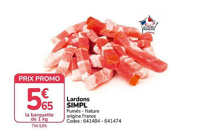 Lardons SIMPL Fumés - Nature origine France