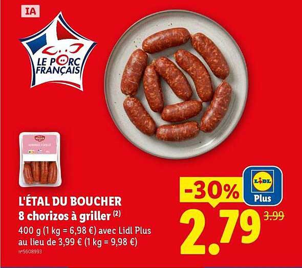 L'ÉTAL DU BOUCHER 8 chorizos à griller