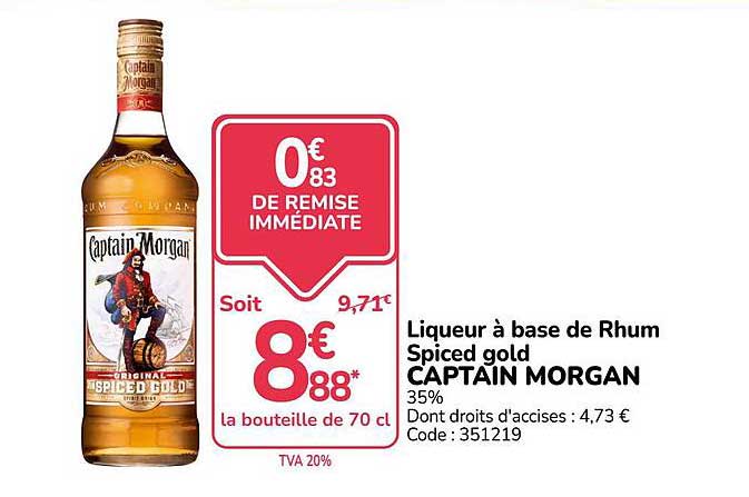 Liqueur à base de Rhum Spiced gold CAPTAIN MORGAN