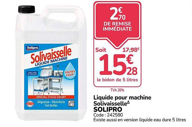 Liquide pour machine Solivaisselle SOLIPRO