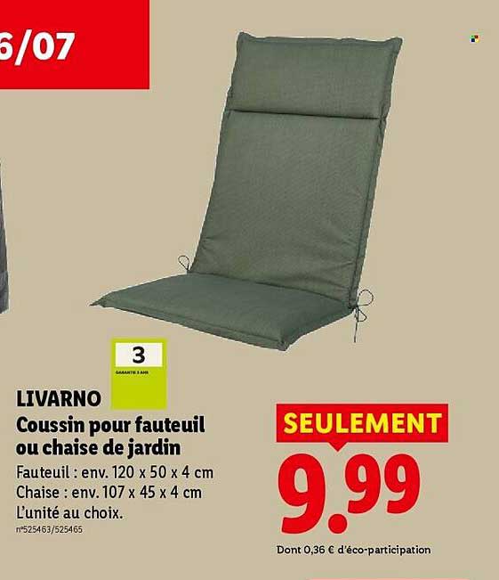 LIVARNO Coussin pour fauteuil ou chaise de jardin