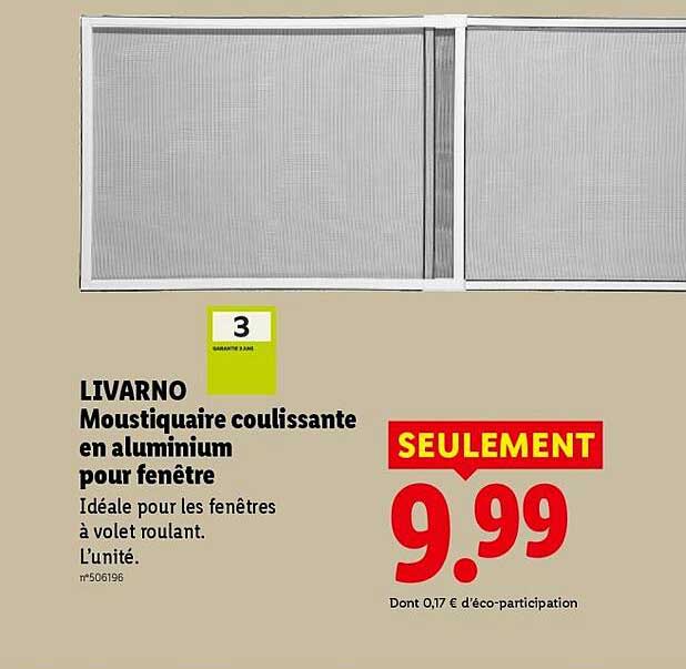 LIVARNO Moustiquaire coulissante en aluminium pour fenêtre