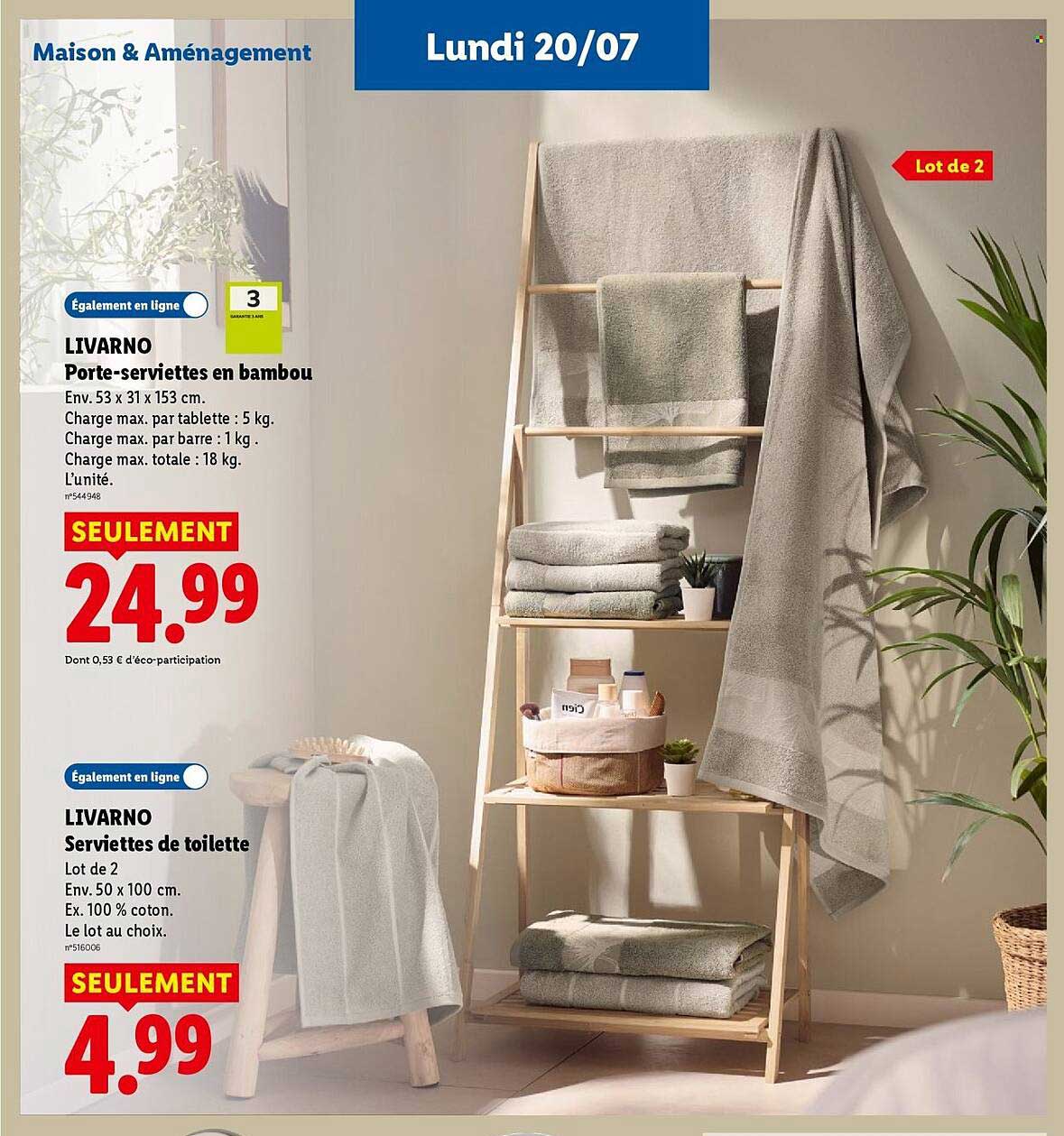 LIVARNO Porte-serviettes en bambou