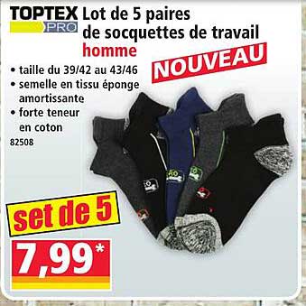 Lot de 5 paires de socquettes de travail homme