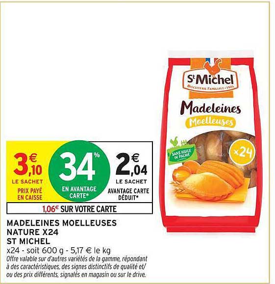 MADELEINES MOELLEUSES NATURE X24 ST MICHEL