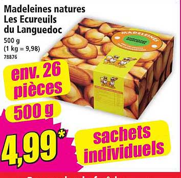 Madeleines natures Les Ecureuils du Languedoc