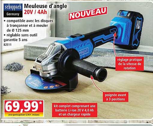 Meuleuse d’angle 20V / 4Ah