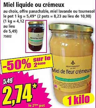 Miel liquide ou crémeux