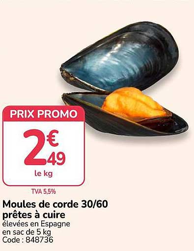 Moules de corde 30/60 prêtes à cuire
