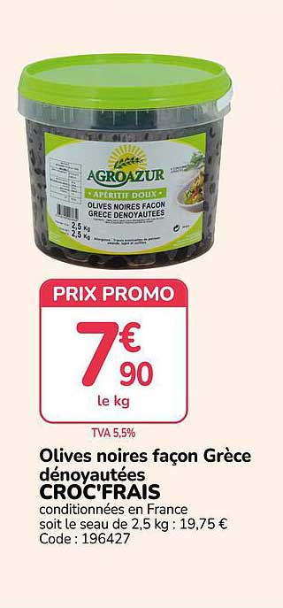 Olives noires façon Grèce dénoyautées CROC'FRAIS