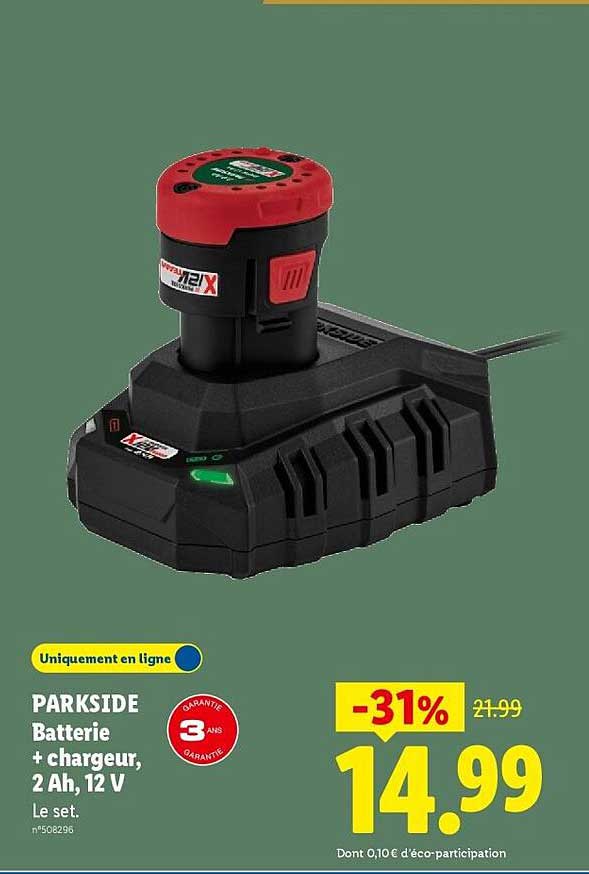 PARKSIDE Batterie + chargeur, 2 Ah, 12 V