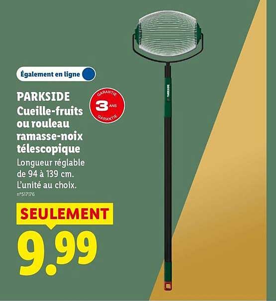 PARKSIDE Cueille-fruits ou rouleau ramasse-noix télescopique