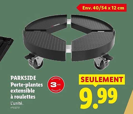 PARKSIDE Porte-plantes extensible à roulettes