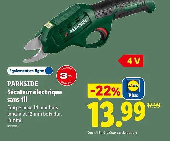 PARKSIDE Sécateur électrique sans fil