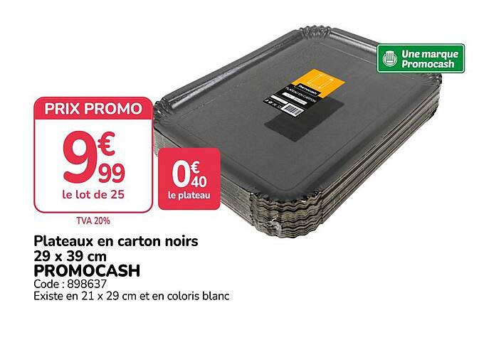 Plateaux en carton noirs 29 x 39 cm PROMOCASH