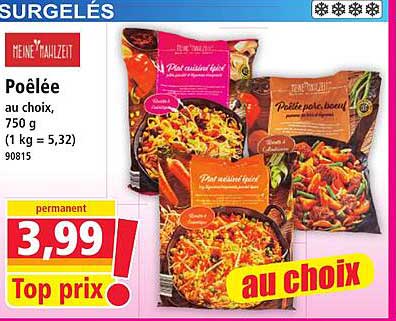 Poêlée au choix, 750 g (1 kg = 5,32)