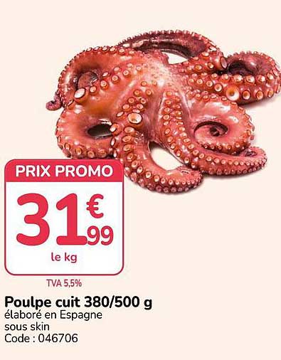 Poulpe cuit 380/500 g