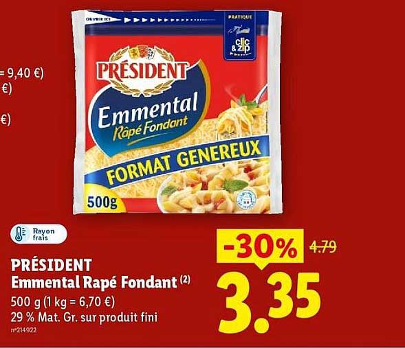 PRÉSIDENT Emmental Râpé Fondant