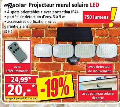 Projecteur mural solaire LED