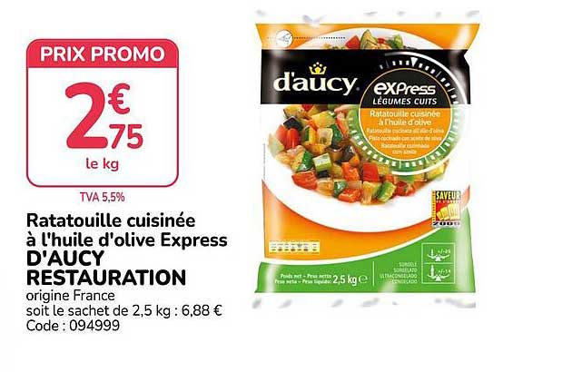 Ratatouille cuisinée à l'huile d'olive Express D'AUCY RESTAURATION