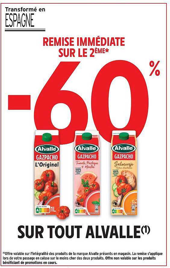 REMISE IMMÉDIATE SUR LE 2ÈME* -60% SUR TOUT ALVALLE(1)