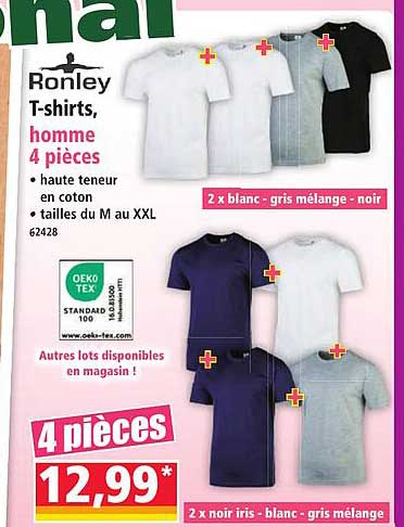 Ronley T-shirts, homme 4 pièces