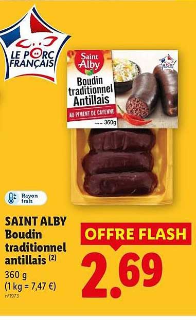 SAINT ALBY Boudin traditionnel antillais (2) 360 g (1 kg = 7,47 €)