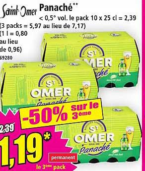 Saint Omer Panaché** < 0,5° vol. le pack 10 x 25 cl = 2,39