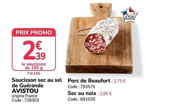 Saucisson sec au sel de Guérande AVISTOU