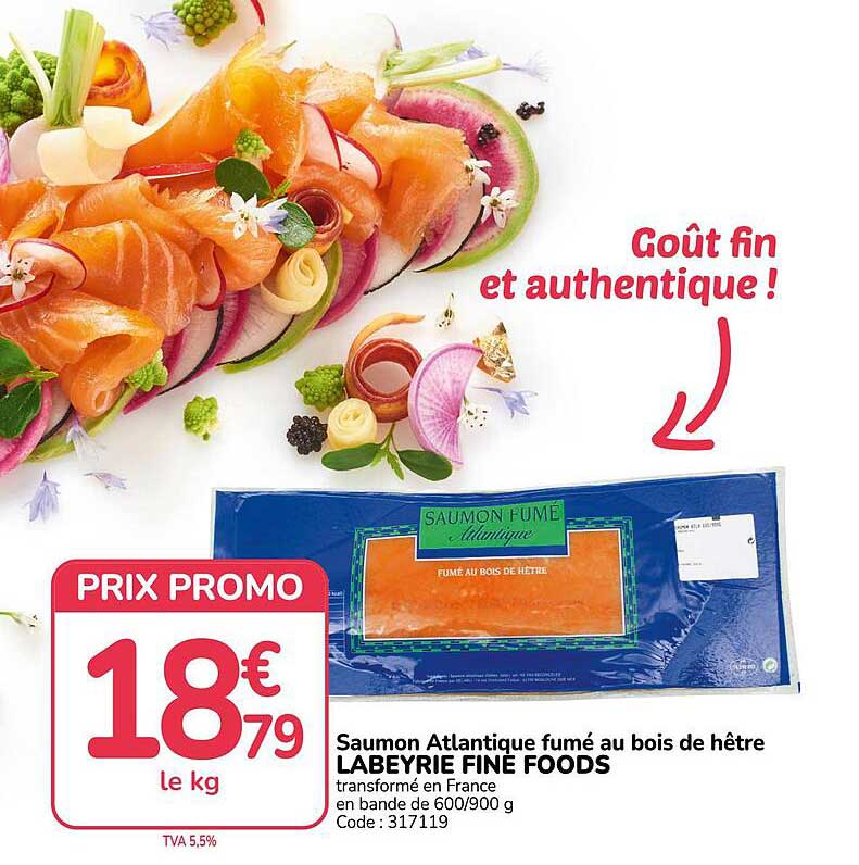 Saumon Atlantique fumé au bois de hêtre LABEYRIE FINE FOODS