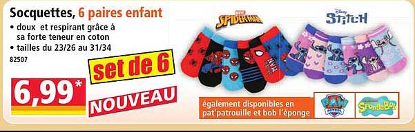 Socquettes, 6 paires enfant