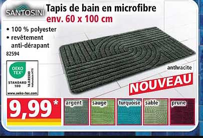 Tapis de bain en microfibre env. 60 x 100 cm