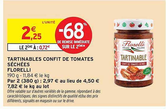 TARTINABLES CONFIT DE TOMATES SÉCHÉES FLORELLI