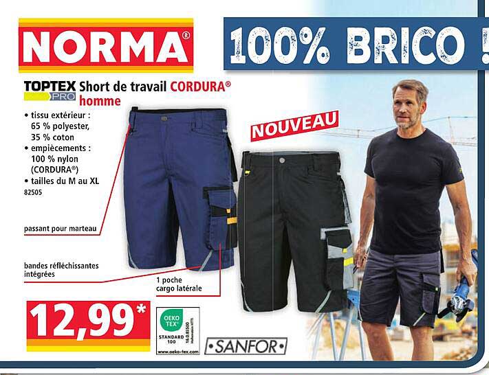 TOPTEX Short de travail CORDURA® homme