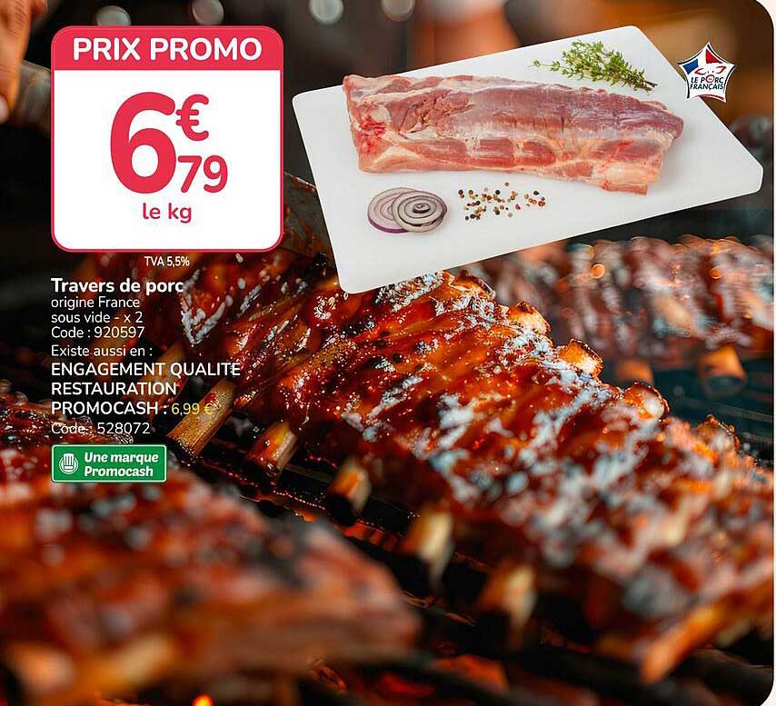 Travers de porc origine France sous vide - x 2