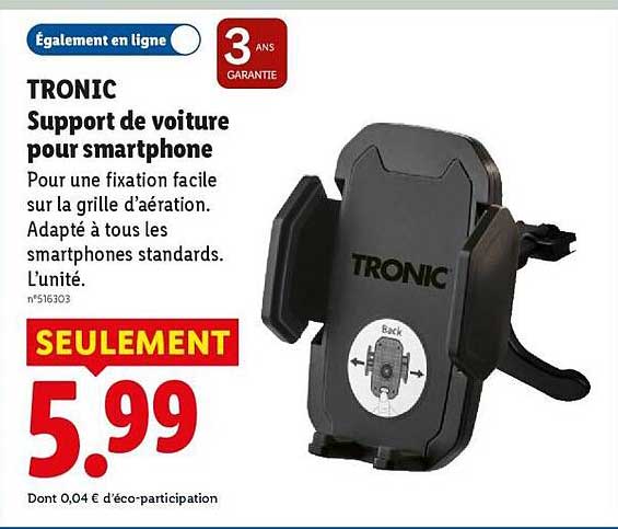 TRONIC Support de voiture pour smartphone