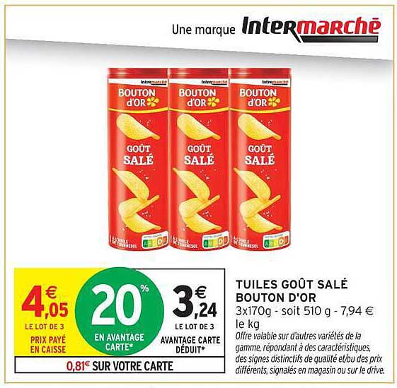 TUILES GOÛT SALÉ BOUTON D'OR