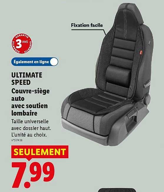 ULTIMATE SPEED Couvre-siège auto avec soutien lombaire