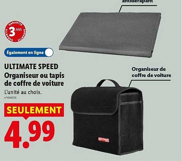 ULTIMATE SPEED Organiseur ou tapis de coffre de voiture